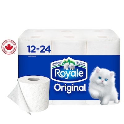 Royale Original Toilet Paper, 12 Equal 24 Rolls, 242 Bathroom Tissues per roll 12 ea, $1.17/1ea