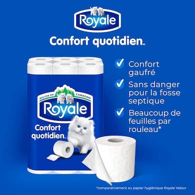 Confort quotidien papier hygiénique, 12 équivalant à 24 rouleaux, 242 feuilles / roul