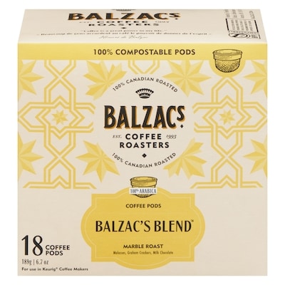 Balzac's Marble Roast Bold Balanced Coffee Pods 189 g, $11.11/100g