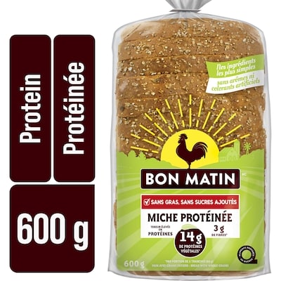 Bon Matin Miche protéinée sans sucre, sans gras ajoutés 600 g, 0,67 $/100g