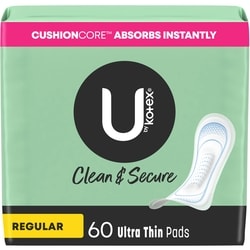 Clean & Secure Ultra Thin Pads, Regular Absorbency, 60 Count
