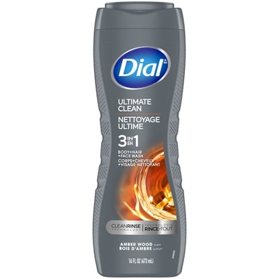 Dial Men 3in1 Body, Hair and Face Wash, Ultimate Clean, Amber Wood Scent 473 ml, $1.16/100ml