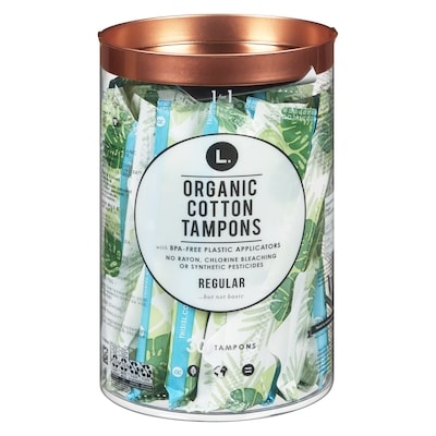 L. Cotton Tampons Regular Absorbency, Free from Chlorine Bleaching, Pesticides, Fragrances, or Dyes, 30 Count 30 ea, $0.57/1ea