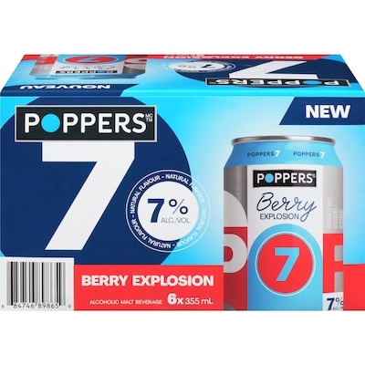 Poppers Alcoholic Malt Beverage Berry Explosion (ID required at pick-up) 6x355.0 ml, $0.66/100ml