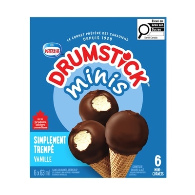 Nestlé Drumstick Cornets De Dessert Glacé Minis Simplement Trempé Vanille 378 ml, 2,11 $/100ml