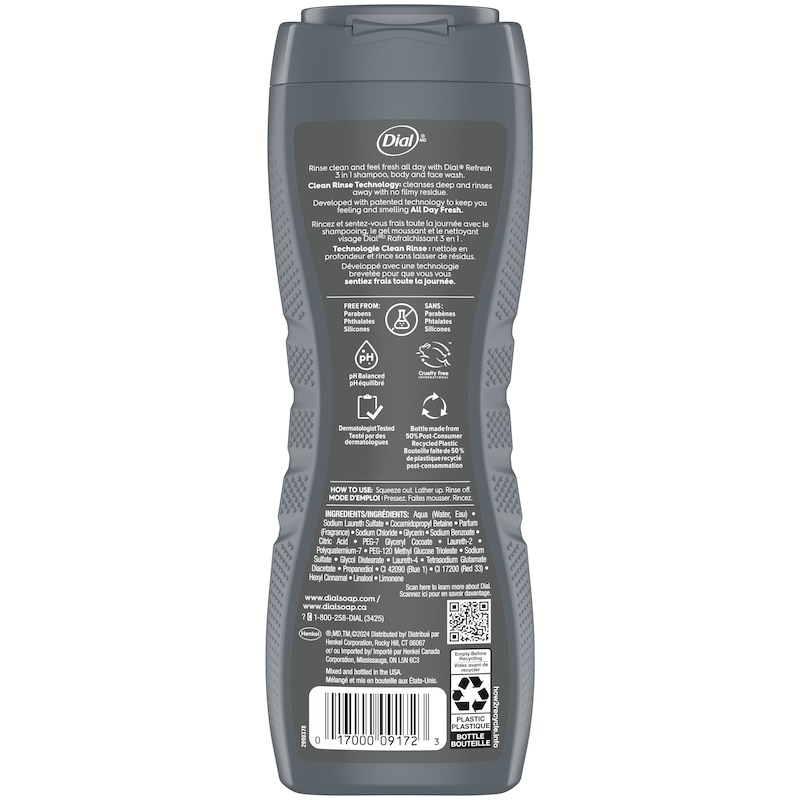 Men 3in1 Body Wash, Hair Wash and Face Wash, Refresh, Blue Sage Scent