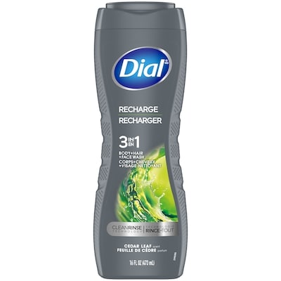 Dial Men 3in1 Body, Hair and Face Wash, Recharge, Cedar Leaf Scent 473 ml, $1.22/100ml
