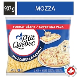 P'tit Québec Fromage râpé mozzarellaaaaah!. 907 g, 1,18 $/100g