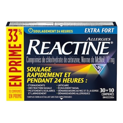 Réactine Comprimes Extra Fort 40 ea, 0,67 $/1ch