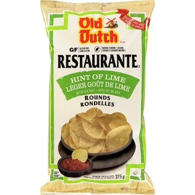 Old Dutch Restaurante Premium Tortilla Chips Hint of Lime with Sea Salt 275 g, $1.45/100g