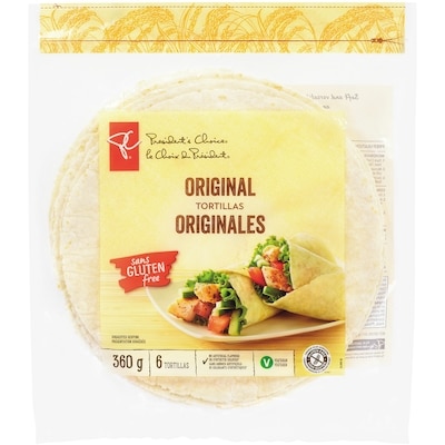 President's Choice Gluten Free Tortillas Original 360 g, $1.80/100g