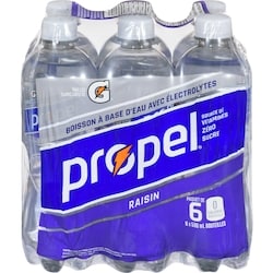 Propel Eau enrichie au raisin avec électrolytes Gatorade, emballage de 6 bouteilles 6x500.0 ml, 0,26 $/100ml