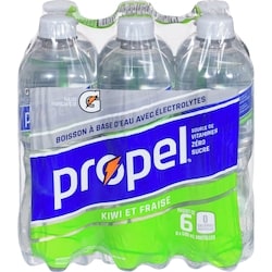 Propel Eau enrichie à la fraise et au kiwi avec électrolytes Gatorade, emballage de 6 bouteilles 6x500.0 ml, 0,28 $/100ml