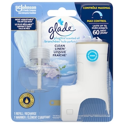 Glade PlugIns Scented Oil Air Freshener Warmer + Refill, Clean Linen 1 ea, $8.99/1ea