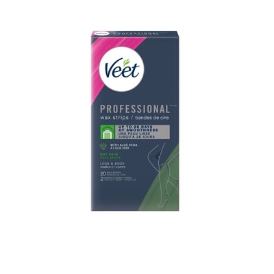 Veet Professional Wax Strips, Aloe Vera, Legs & Body, Dry Skin 20 ea, $0.60/1ea