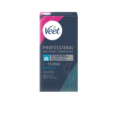 Veet Bandes de cire professionnelles pour jambes et corps, peau sensible 40 ea, 0,51 $/1ch