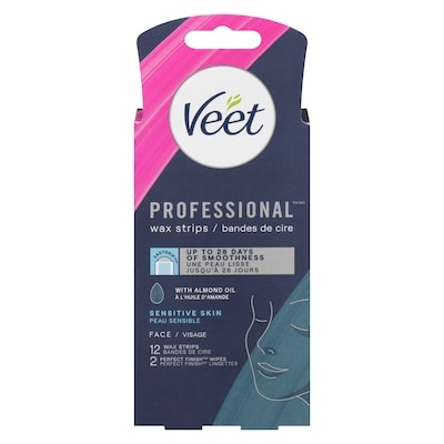 Veet Easy-Gel Precision Wax Strips Face Sensitive Skin, 12 ct + 2 wipes 12 ea, $1.00/1ea