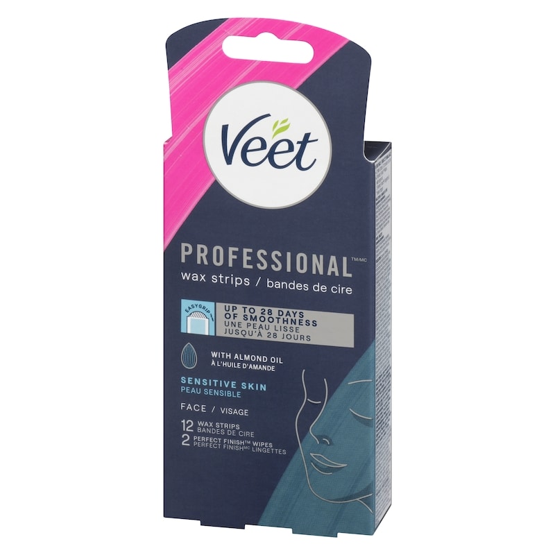 Easy-Gel Precision Wax Strips Face Sensitive Skin, 12 ct + 2 wipes