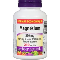 Webber Naturals Magnésium 250 Mg Format Économique 210 ea, 0,10 $/1ch