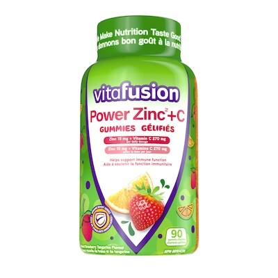 VitaFusion Vitamines gélifiées Power Zinc + C 90 ea, 0,27 $/1ch