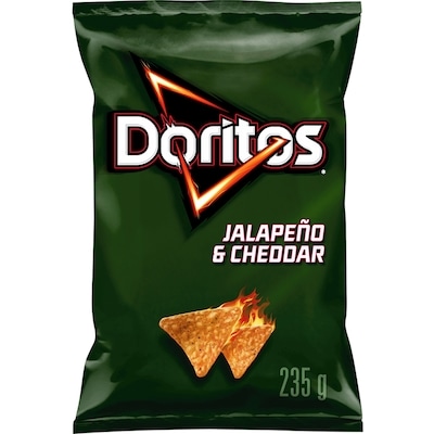 Doritos Chips tortilla aromatisées Jalapeño & cheddar 235 g, 2,34 $/100g