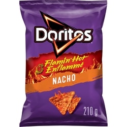 Doritos Flamin’ Hot* Nacho flavoured Tortilla Chips 210 g, $2.61/100g