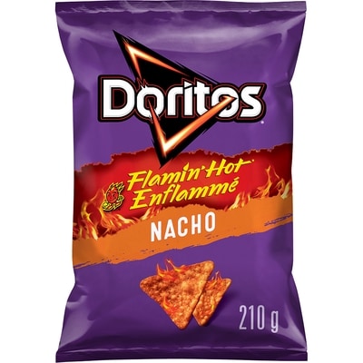 Doritos Chips tortilla aromatisées Nacho Enflammé 210 g, 2,61 $/100g