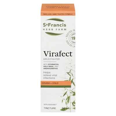 St Francis Herb Farm Tincture Virafect Cough + Cold 50 ml, $37.98/100ml
