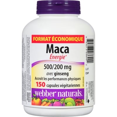 Webber Naturals Maca Energy 500/200 Mg With Ginseng Value Size 150 ea, $0.16/1ea