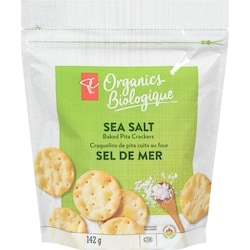 PC Biologique Craquelins de pita cuits au four, sel de mer 142 g, 2,82 $/100g