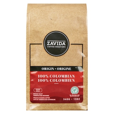 Zavida Colombian Coffee Ground Medium Roast 340 g, $4.11/100g