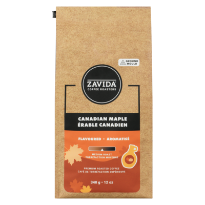 Zavida Café à l'érable canadien moulu torréfaction moyenne 340 g, 4,26 $/100g