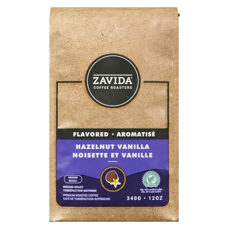 ラテ Zavida Hazelnut Vanilla Coffee Ground Medium Roast - 340 g