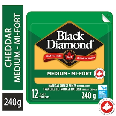 Black Diamond Medium Cheddar Natural Cheese Slices 240 g, $2.70/100g