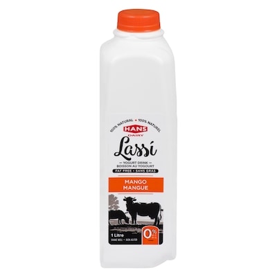 Hans Lassi Yogurt Drink Mango Fat Free 0 % M.F. 1 l, $0.35/100ml