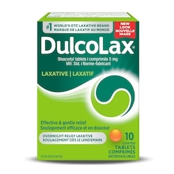 Dulcolax Comprimés 5 mg bisacodyl, laxatif stimulant 10 ea, 0,35 $/1ch