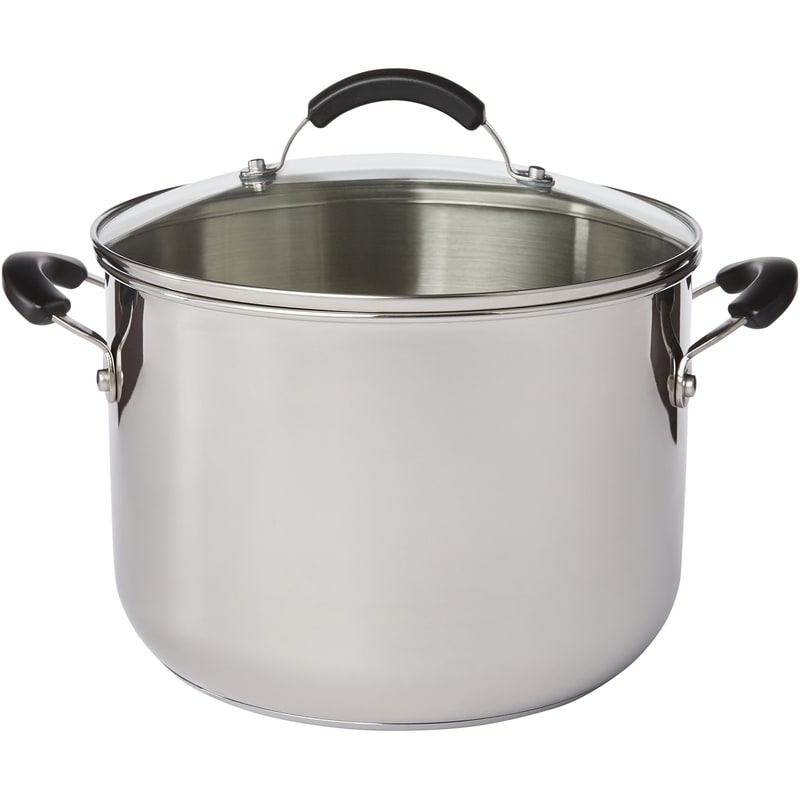President's Choice Stainless Steel Dutch Oven 5qt with Break Resistent Tempered-Glass Lid and cool touch handles, Induction Compatible