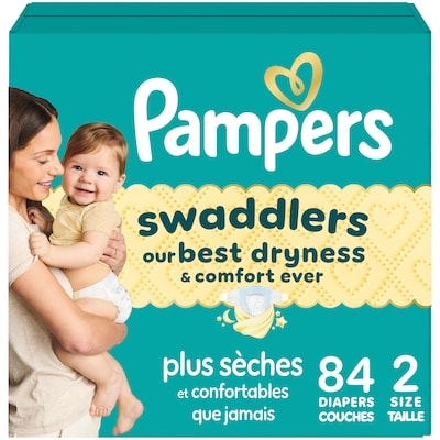 Pampers Couches Swaddlers, taille 2, 84 unités 84 ea, 0,40 $/1ch