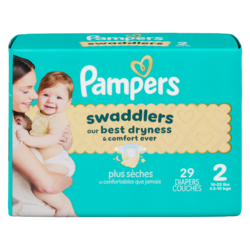 Pampers Couches Pampers Swaddlers, taille 2, 29 couches 29 ea, 0,64 $/1ch