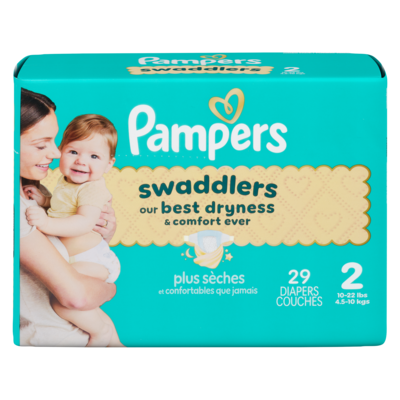 Pampers Couches Pampers Swaddlers, taille 2, 29 couches 29 ea, 0,57 $/1ch