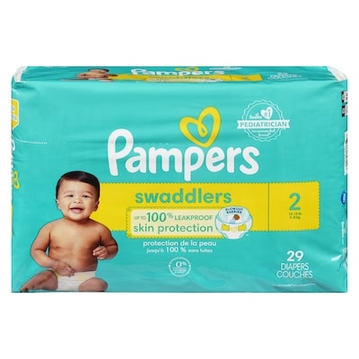Pampers Couches Pampers Swaddlers, taille 2, 29 couches 29 ea, 0,69 $/1ch
