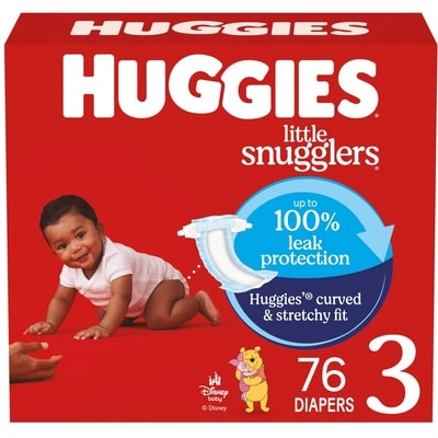 Huggies Little Snugglers Baby Diapers, Size 3 (16-28 lbs), 76 Ct 76 ea, $0.45/1ea