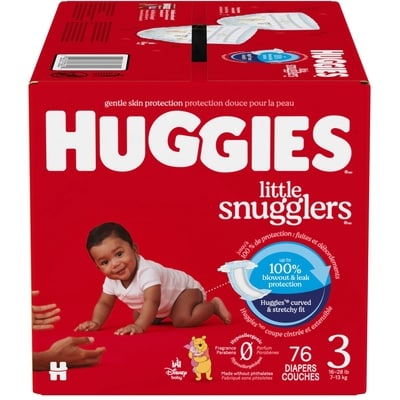 Huggies Couches pour bébés Little Movers, taille 3, 76 couches 76 ea, 0,43 $/1ch