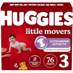 Huggies Little Movers Baby Diapers, Size 3 (16-28 lbs), 76 Ct 76 ea, $0.43/1ea