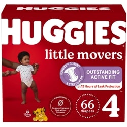 Huggies Little Movers Baby Diapers, Size 4 (22-37 lbs), 66 Ct 66 ea, $0.50/1ea