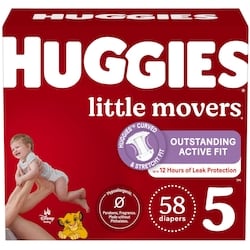Huggies Little Movers Baby Diapers, Size 5 (27+ lbs), 58 Ct 58 ea, $0.57/1ea