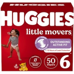 Little Movers Baby Diapers, Size 6 (35+ lbs), 50 Ct