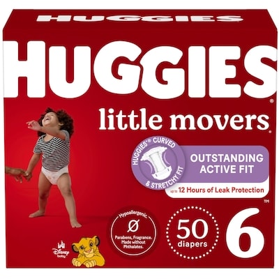 Huggies Little Movers Baby Diapers, Size 6 (35+ lbs), 50 Ct 50 ea, $0.66/1ea