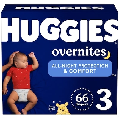 Huggies Overnites Nighttime Baby Diapers, Size 3 (16-28 lbs), 66 Ct 66 ea, $0.55/1ea