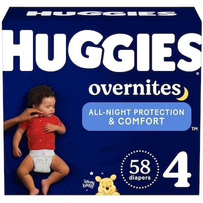 Huggies Overnites Nighttime Baby Diapers, Size 4 (22-37 lbs), 58 Ct 58 ea, $0.57/1ea